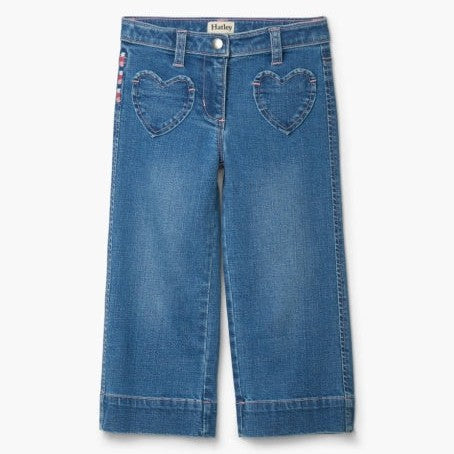 Hatley Stretch Denim Wide Leg Pants | Blue