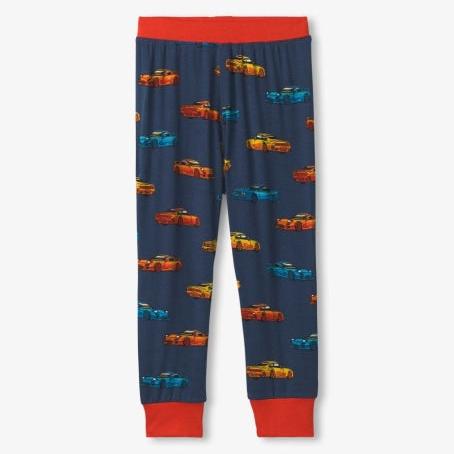 Hatley Vaporwave Cars Bamboo Pajama Set | Ensign Blue