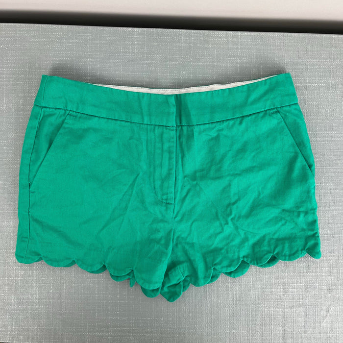 J. Crew Girls Green Scalloped Hem Shorts 10