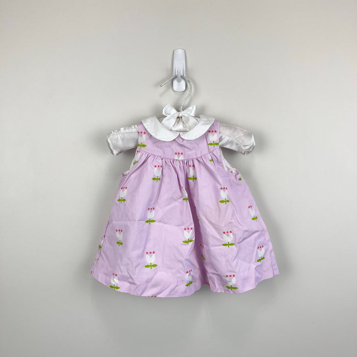 Jacadi Paris Baby Girl Poplin Dress Pink White Tulips 3 Months