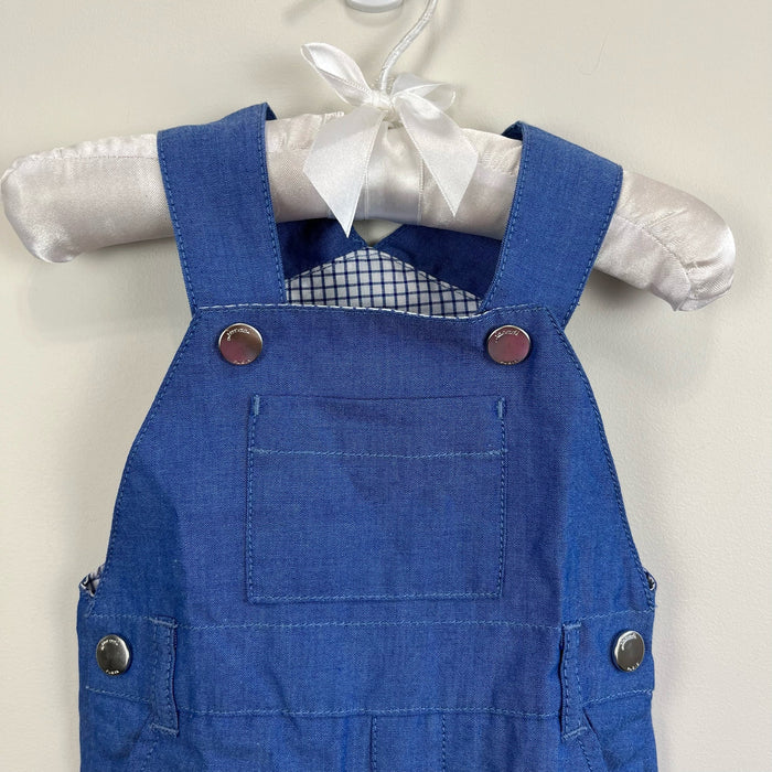 Jacadi Paris Chambray Blue Shortalls 6 Months NWT