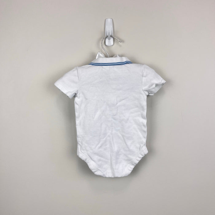 Janie and Jack Baby Bunny Pique Polo Bodysuit White Blue 3-6 Months