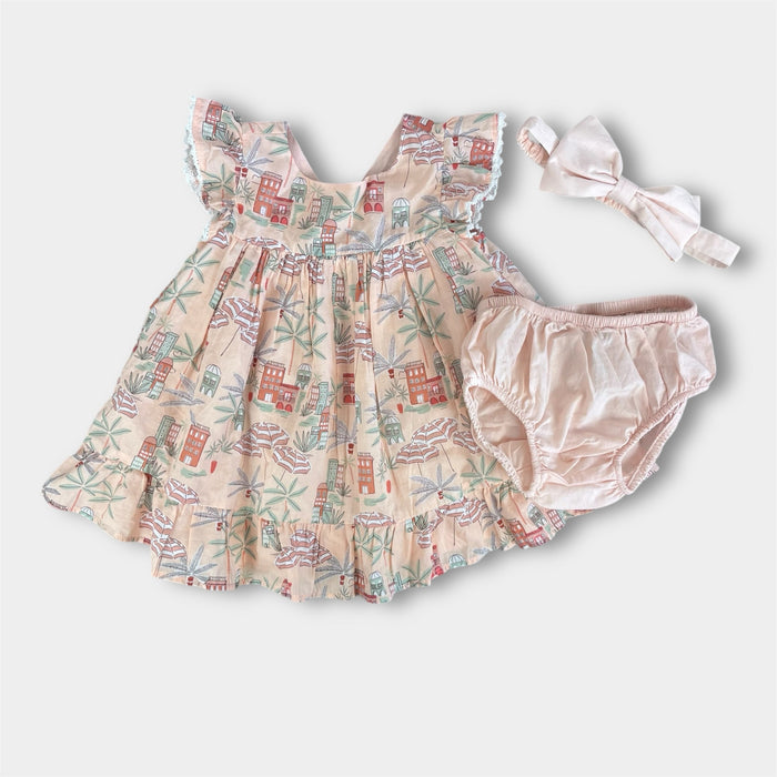 Janie and Jack Baby Coastal Getaway Dress & Soft Headband Pale Pink 3-6 Months