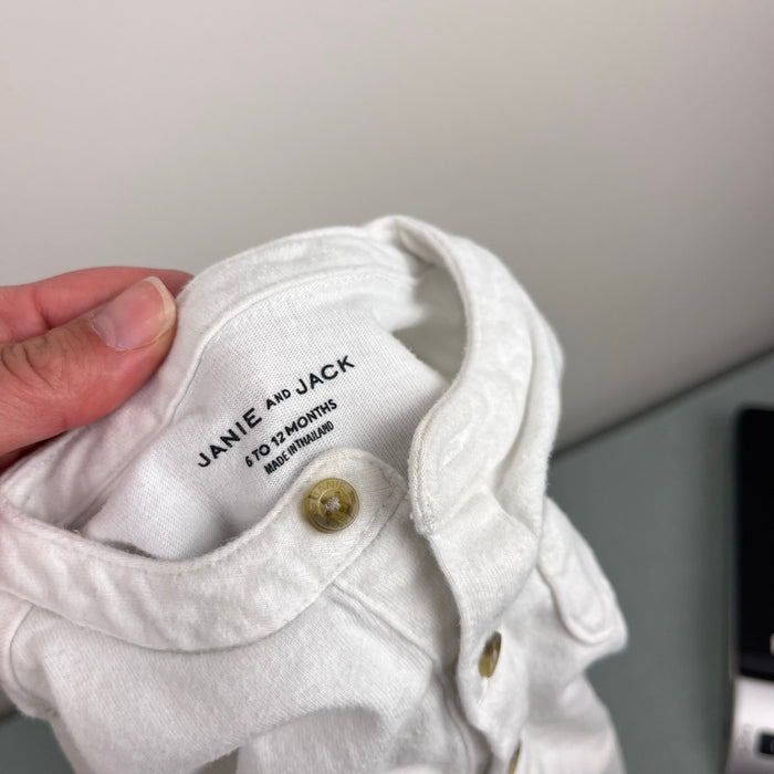 Janie and Jack Baby Henley Long Sleeve Bodysuit Jet Ivory 6-12 Months