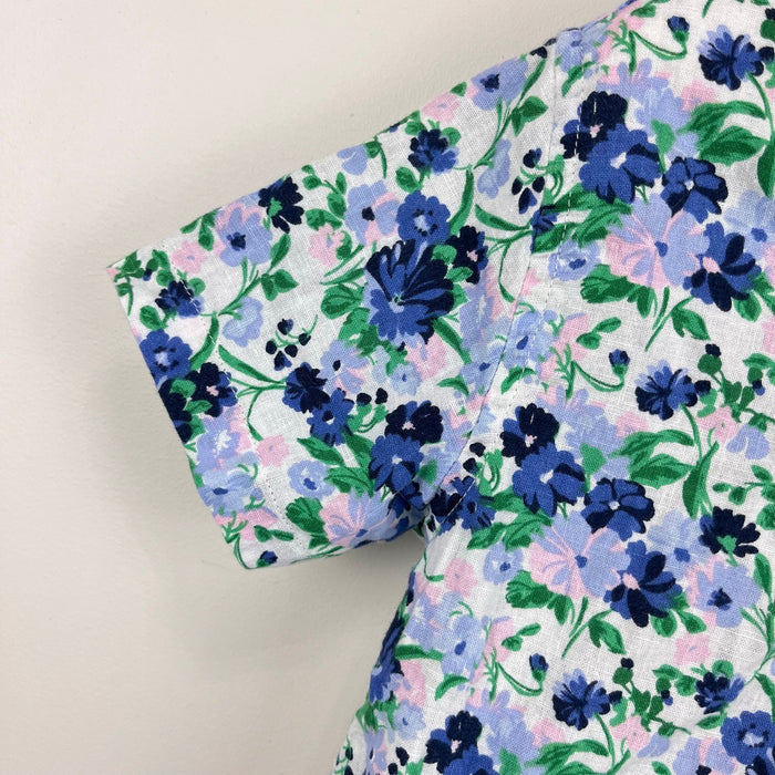 Janie and Jack Floral Linen Cotton Shirt French Blue 5T