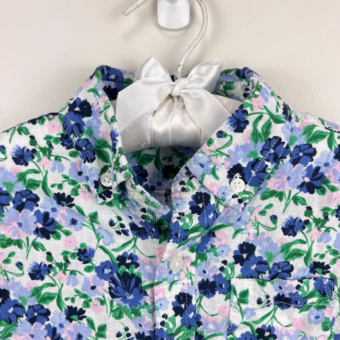 Janie and Jack Floral Linen Cotton Shirt French Blue 5T