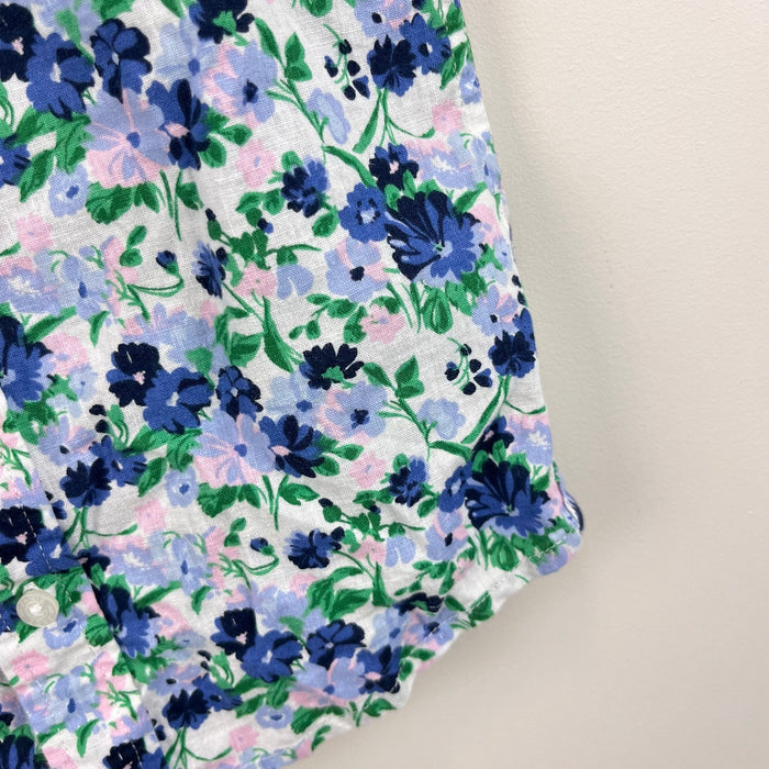 Janie and Jack Floral Linen Cotton Shirt French Blue 5T