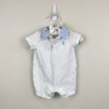Janie and Jack Pique Polo Romper White Blue 0-3 Months