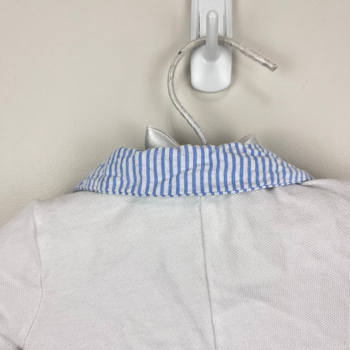 Janie and Jack Pique Polo Romper White Blue 0-3 Months