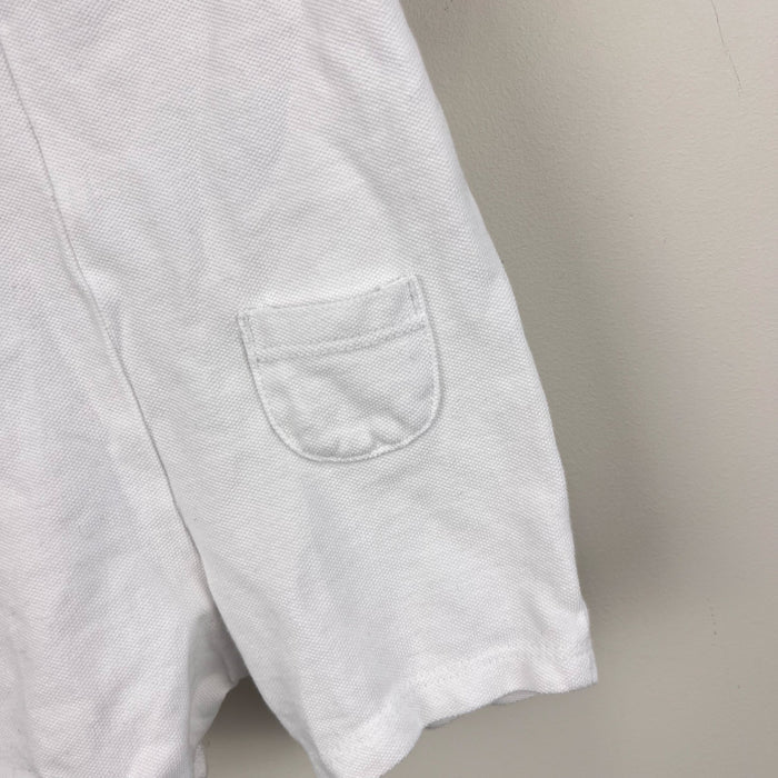 Janie and Jack Pique Polo Romper White Blue 0-3 Months