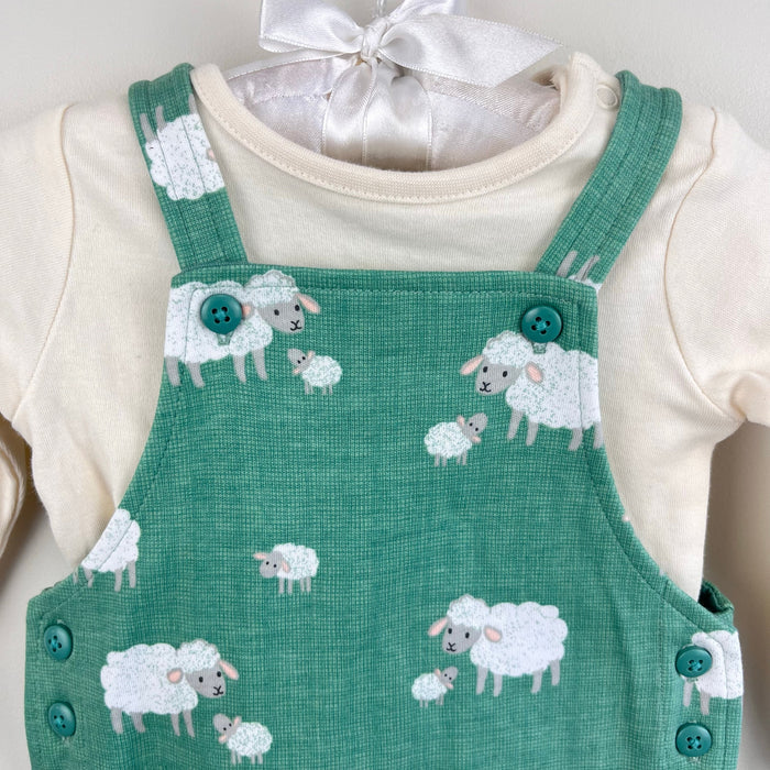 John Lewis Baby Sheep Dungaree & Bodysuit Set Multi 3-6 Months NWOT