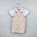 JoJo Maman Bebe 2-Piece Chicks Embroidered Dungarees & Body Set Yellow 6-12 Months NWT