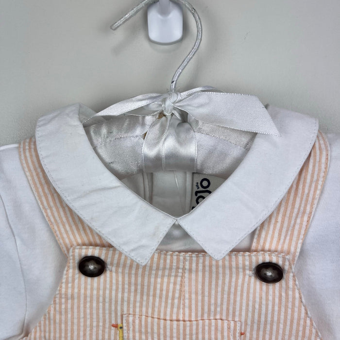 JoJo Maman Bebe 2-Piece Chicks Embroidered Dungarees & Body Set Yellow 6-12 Months NWT