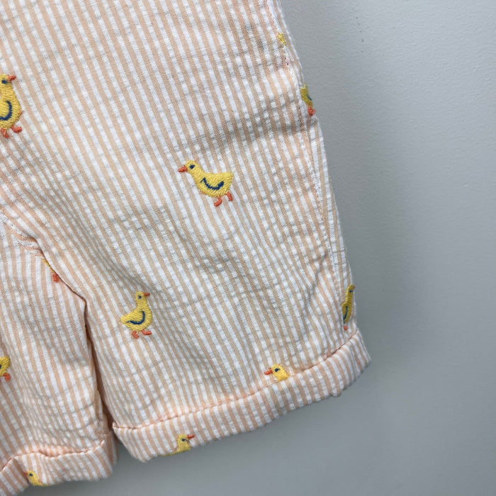 JoJo Maman Bebe 2-Piece Chicks Embroidered Dungarees & Body Set Yellow 6-12 Months NWT