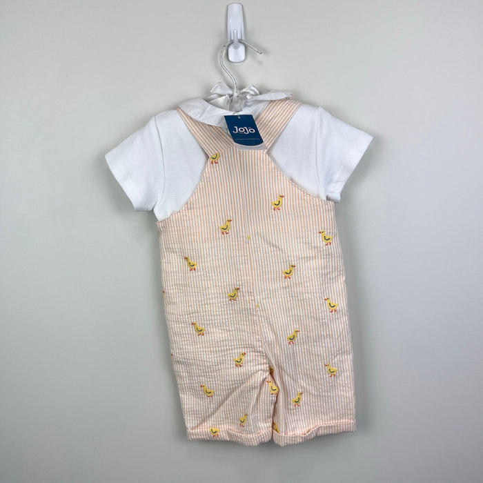 JoJo Maman Bebe 2-Piece Chicks Embroidered Dungarees & Body Set Yellow 6-12 Months NWT