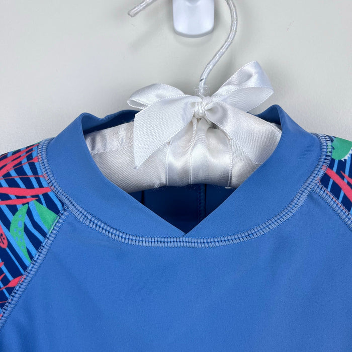 JoJo Maman Bebe Blue Alligator Rash Guard Swim Top 4-5