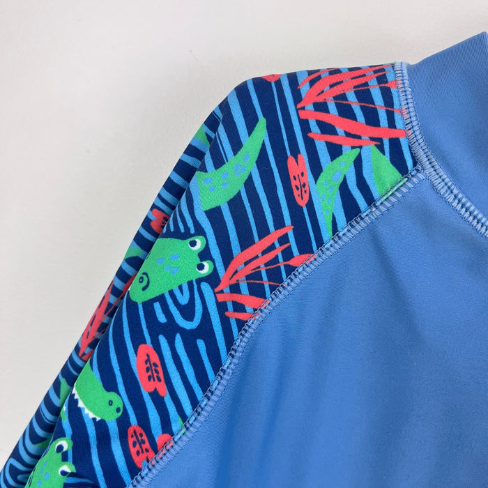JoJo Maman Bebe Blue Alligator Rash Guard Swim Top 4-5