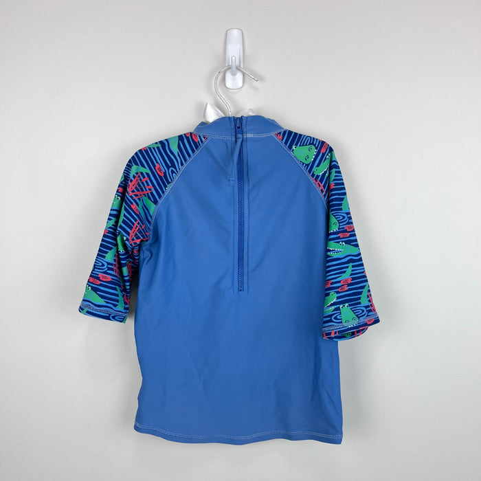 JoJo Maman Bebe Blue Alligator Rash Guard Swim Top 4-5