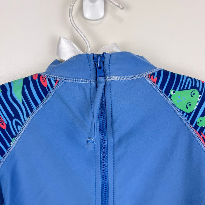 JoJo Maman Bebe Blue Alligator Rash Guard Swim Top 4-5