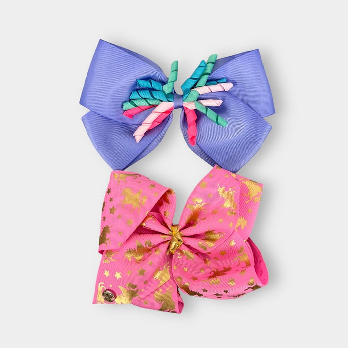 JoJo Unicorn Hair Bow Bundle Pink Purple