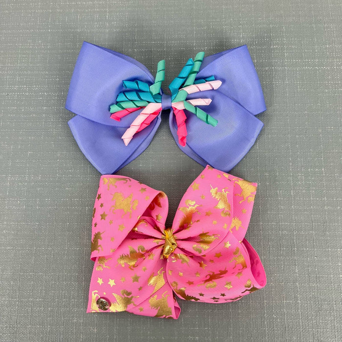 JoJo Unicorn Hair Bow Bundle Pink Purple