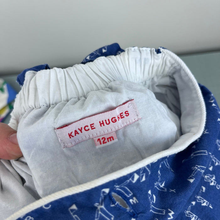 Kayce Hughes Blue Alphabet Sun Suit Bubble Romper 12 Months