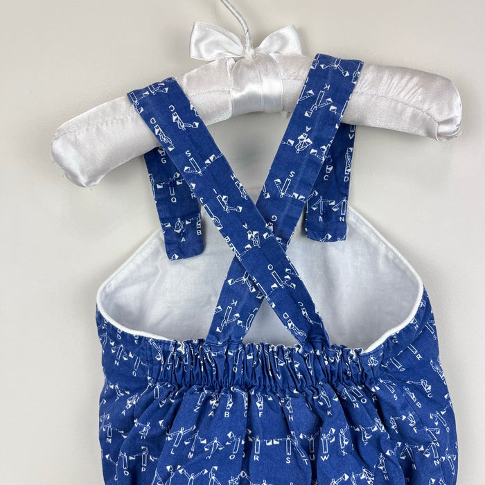 Kayce Hughes Blue Alphabet Sun Suit Bubble Romper 12 Months