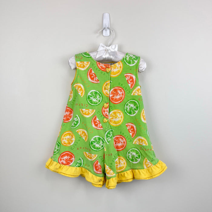 KHQ Sportswear Green Ruffle Citrus Fruit Shortall Romper 2T
