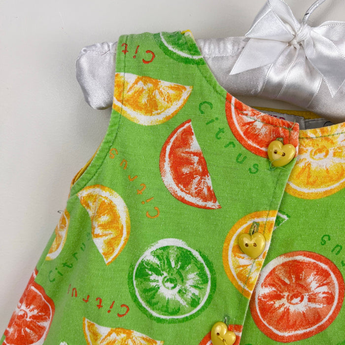 KHQ Sportswear Green Ruffle Citrus Fruit Shortall Romper 2T