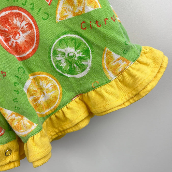 KHQ Sportswear Green Ruffle Citrus Fruit Shortall Romper 2T