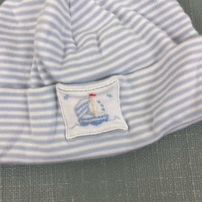 Kissy Kissy Blue and White Striped Sailboat Hat Small 0-6 Months