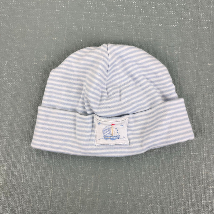 Kissy Kissy Blue and White Striped Sailboat Hat Small 0-6 Months
