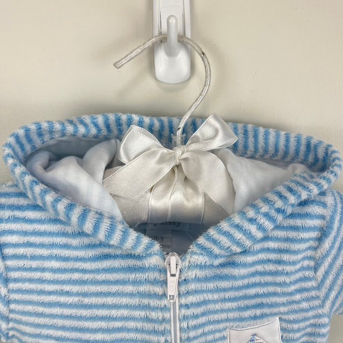 Kissy Kissy Blue Terry Striped Hooded Beach Cover Up Romper 0-3