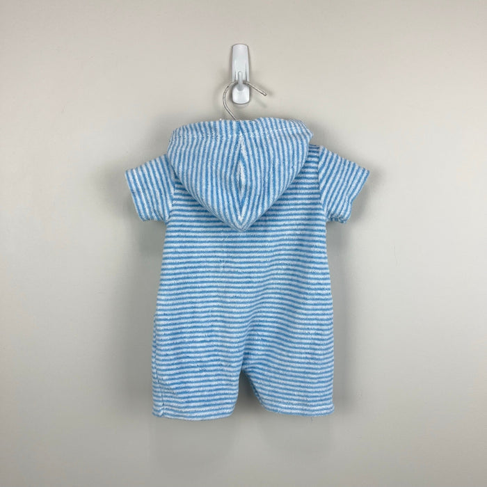 Kissy Kissy Blue Terry Striped Hooded Beach Cover Up Romper 0-3