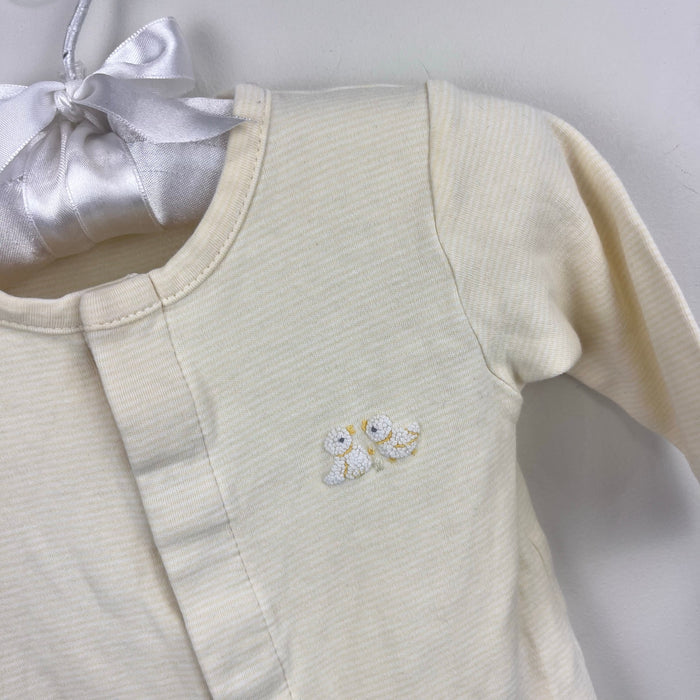 Kissy Kissy Premier Yellow Stripe Embroidered Duck Footie 3-6 Months