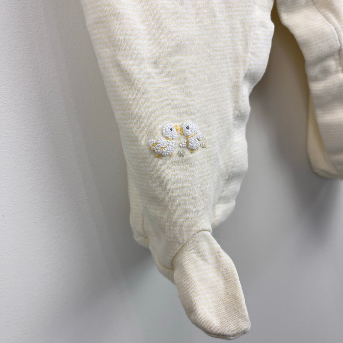 Kissy Kissy Premier Yellow Stripe Embroidered Duck Footie 3-6 Months