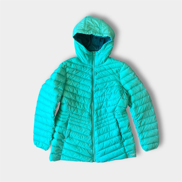 Lands' End Kids Down Insulated Hooded Jacket Aqua M 10-12