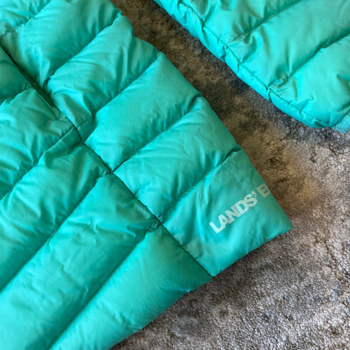 Lands' End Kids Down Insulated Hooded Jacket Aqua M 10-12