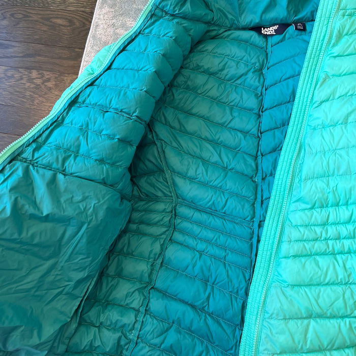 Lands' End Kids Down Insulated Hooded Jacket Aqua M 10-12