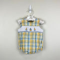 Le'ZaMe Smocked Plaid Sailboat Sunsuit Romper 6 Months