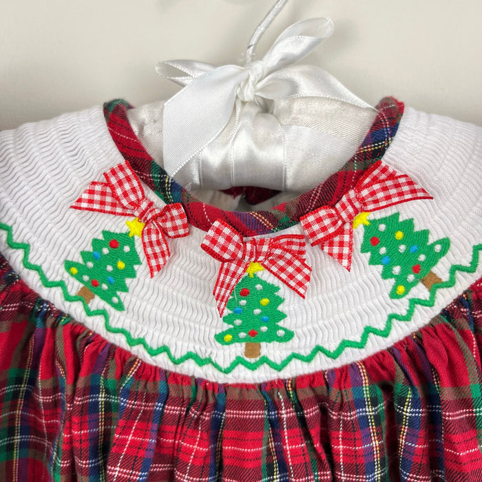 Lil Cactus Smocked Plaid Christmas Tree Dress 2T