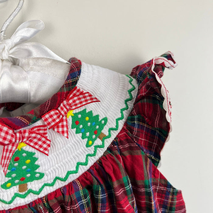 Lil Cactus Smocked Plaid Christmas Tree Dress 2T