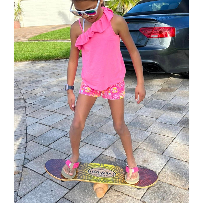 Lilly Pulitzer Girls Asymmetrical Ruffle Hailey Top Havana Pink M 6-7