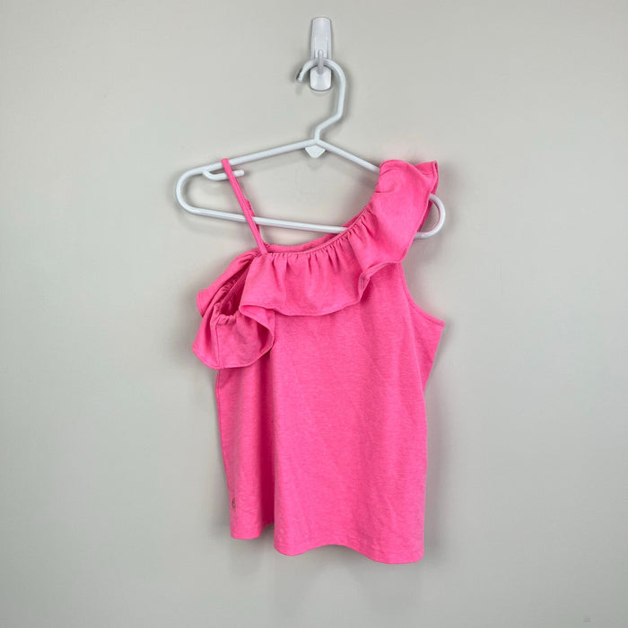 Lilly Pulitzer Girls Asymmetrical Ruffle Hailey Top Havana Pink M 6-7