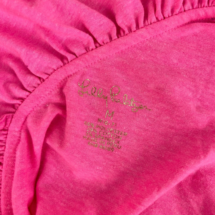 Lilly Pulitzer Girls Asymmetrical Ruffle Hailey Top Havana Pink M 6-7