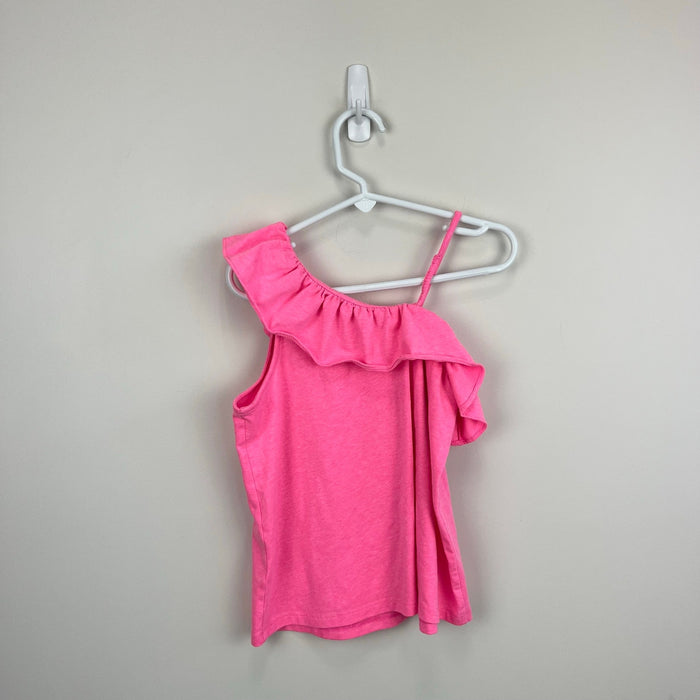Lilly Pulitzer Girls Asymmetrical Ruffle Hailey Top Havana Pink M 6-7