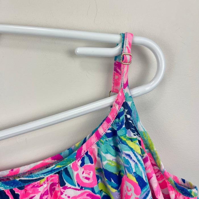 Lilly Pulitzer Girls Candice Romper Multi Flamenco Beach M 6-7