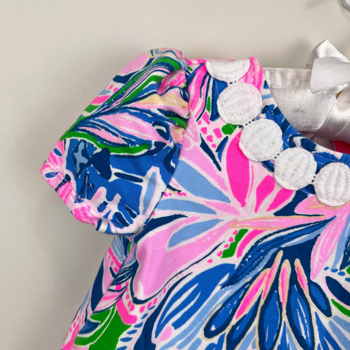 Lilly Pulitzer Girls Dominique Infant Shift Dress Gecko Green Tiger Sunrise 3-6 Months