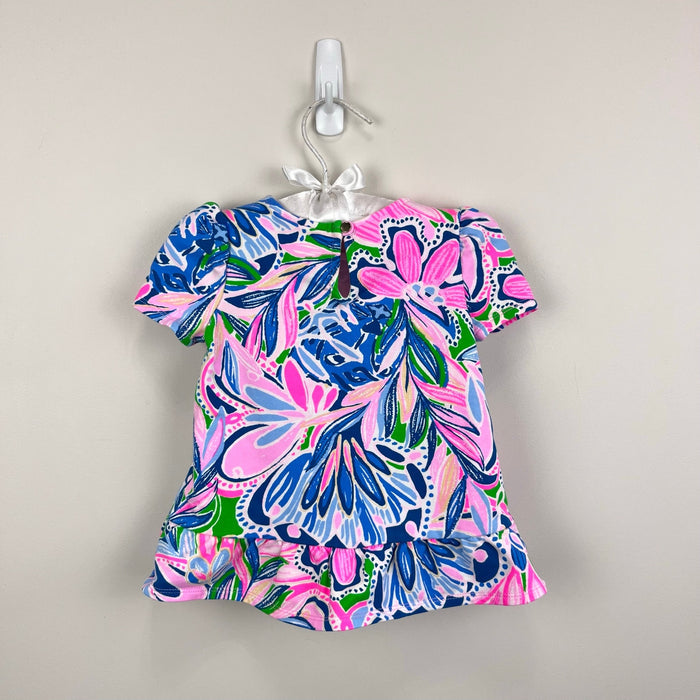 Lilly Pulitzer Girls Dominique Infant Shift Dress Gecko Green Tiger Sunrise 3-6 Months