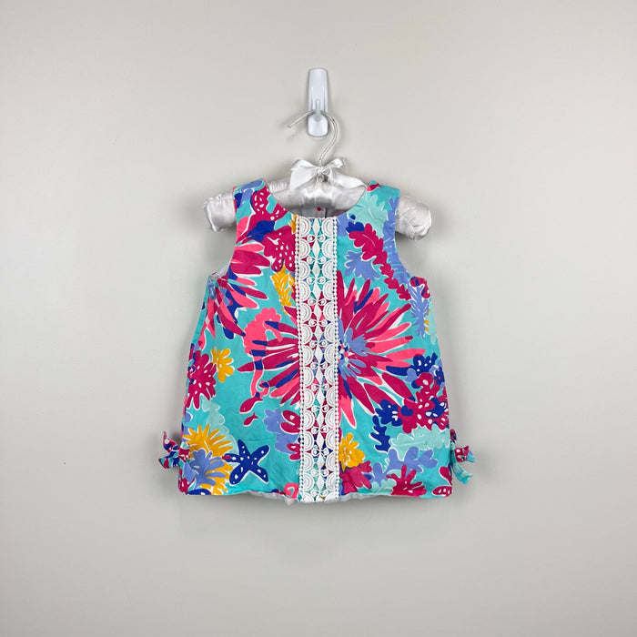 Lilly Pulitzer Girls Infant Shift Dress Aqua Trippin and Sippin 12-18 Months